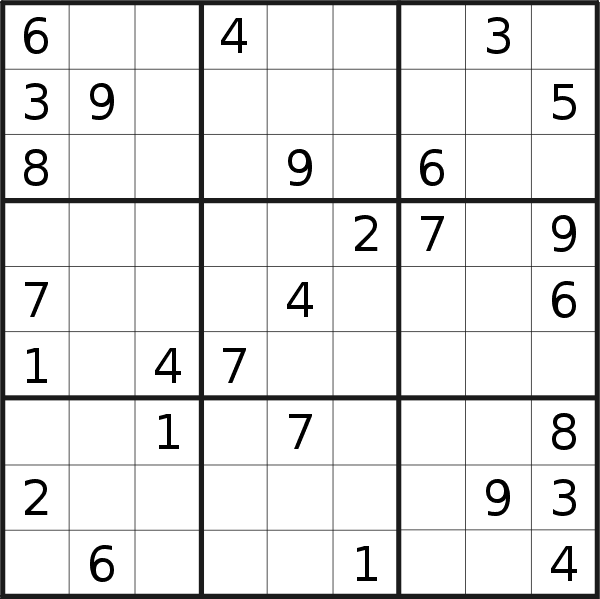 Sudoku puzzle for <br />Monday, 28th of March 2022