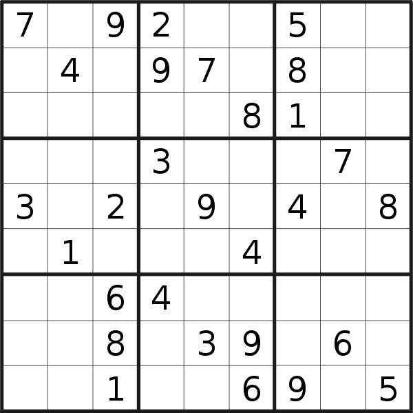 Sudoku puzzle for <br />Monday, 9th of May 2022