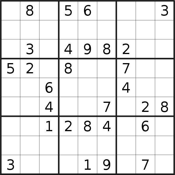 Sudoku puzzle for <br />Sunday, 15th of May 2022