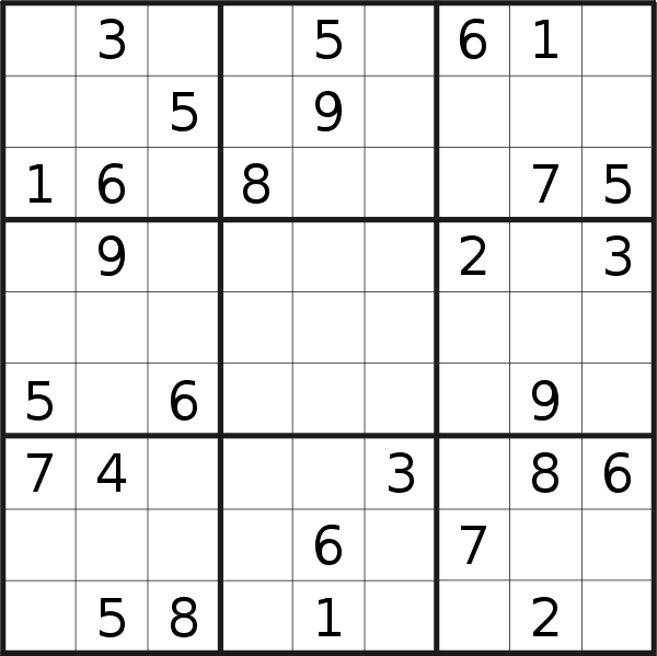 Sudoku puzzle for <br />Monday, 16th of May 2022