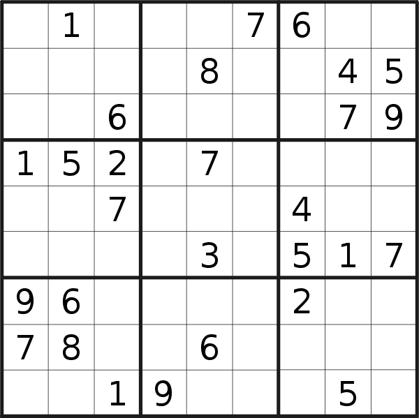 Sudoku puzzle for <br />Tuesday, 17th of May 2022