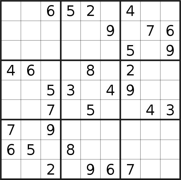 Sudoku puzzle for <br />Saturday, 21st of May 2022