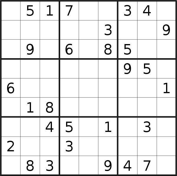 Sudoku puzzle for <br />Monday, 23rd of May 2022