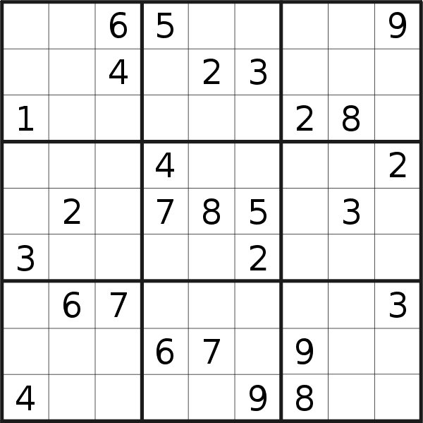 Sudoku puzzle for <br />Monday, 30th of May 2022