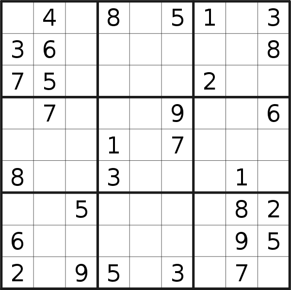 Sudoku puzzle for <br />Sunday, 5th of June 2022