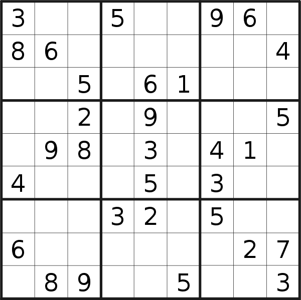 Sudoku puzzle for <br />Thursday, 9th of June 2022