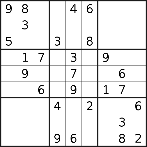 Sudoku puzzle for <br />Friday, 10th of June 2022