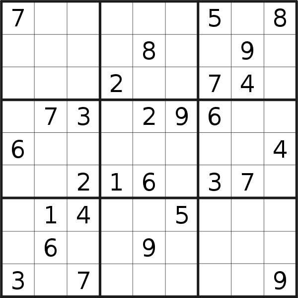 Sudoku puzzle for <br />Saturday, 18th of June 2022