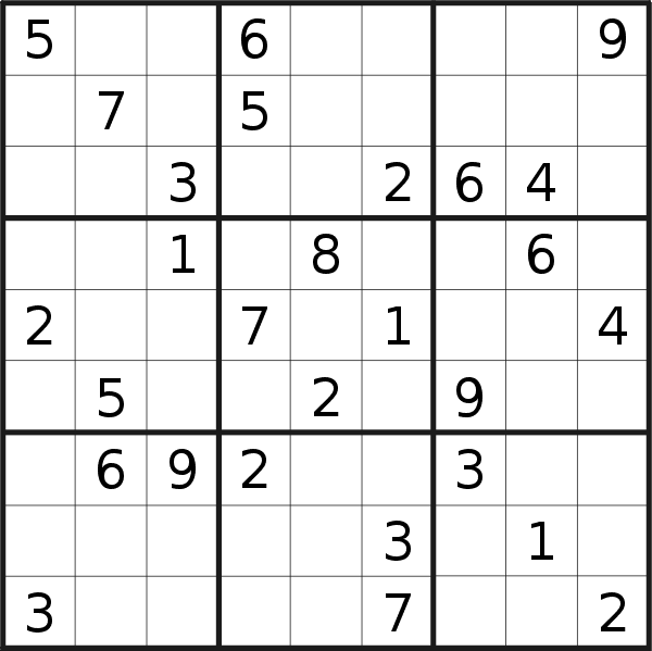 Sudoku puzzle for <br />Wednesday, 22nd of June 2022