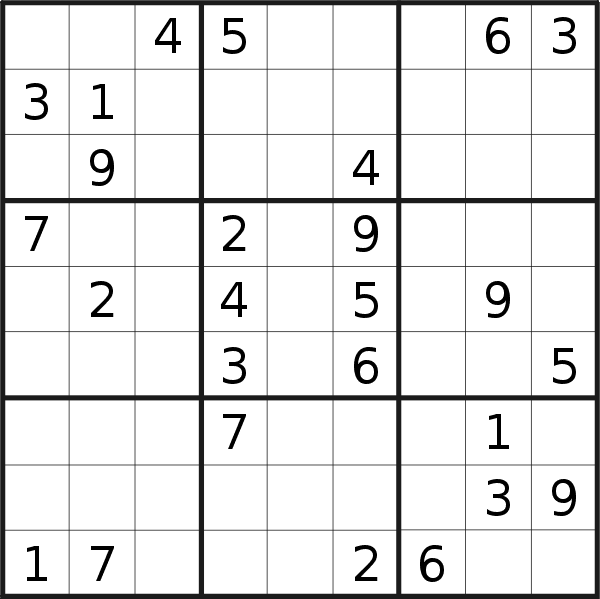 Sudoku puzzle for <br />Thursday, 7th of July 2022