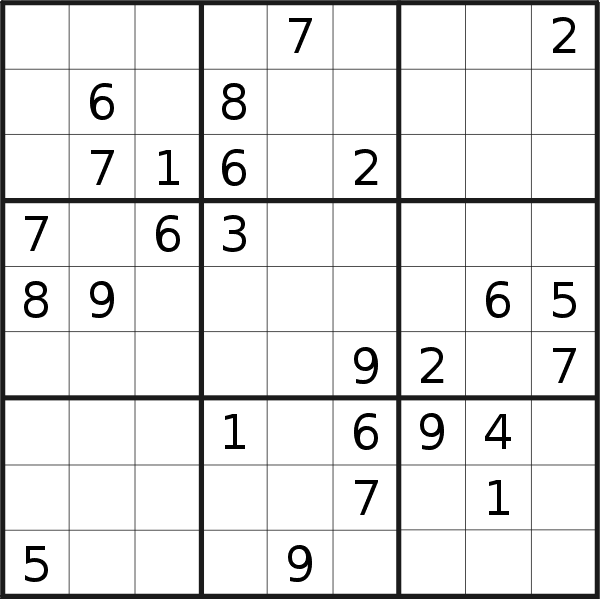 Sudoku puzzle for <br />Saturday, 9th of July 2022