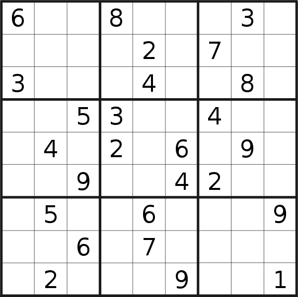 Sudoku puzzle for <br />Monday, 18th of July 2022