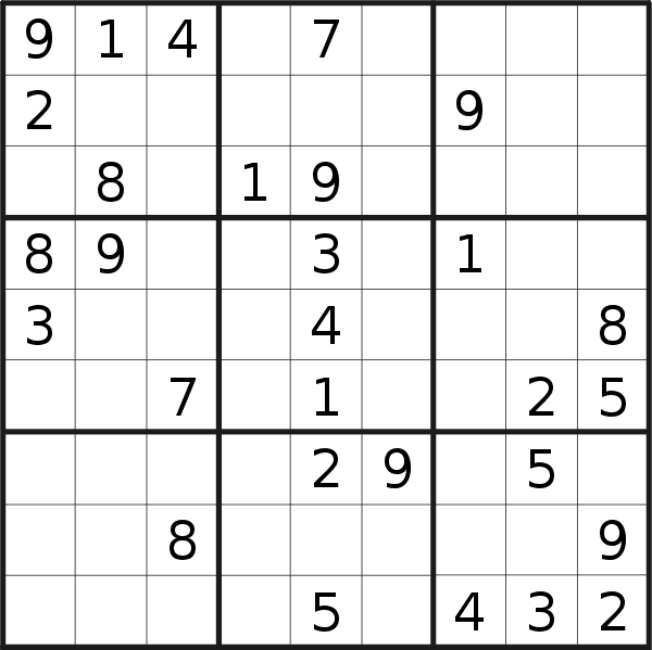 Sudoku puzzle for <br />Sunday, 24th of July 2022
