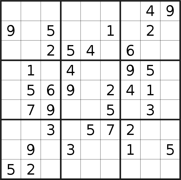 Sudoku puzzle for <br />Monday, 25th of July 2022
