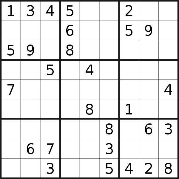 Sudoku puzzle for <br />Friday, 12th of August 2022
