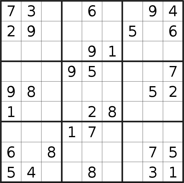 Sudoku puzzle for <br />Tuesday, 16th of August 2022
