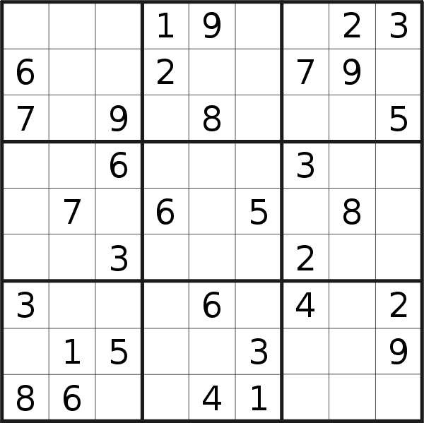Sudoku puzzle for <br />Friday, 19th of August 2022