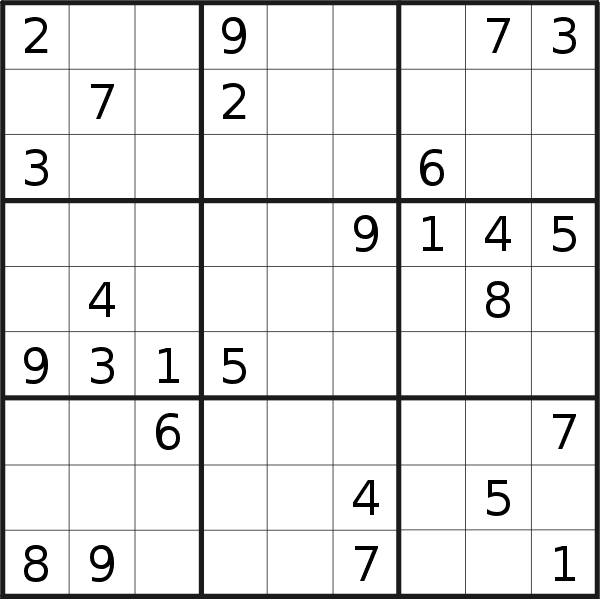 Sudoku puzzle for <br />Saturday, 20th of August 2022