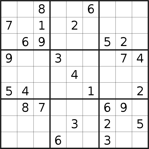 Sudoku puzzle for <br />Tuesday, 23rd of August 2022