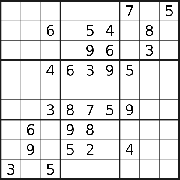 Sudoku puzzle for <br />Saturday, 3rd of September 2022