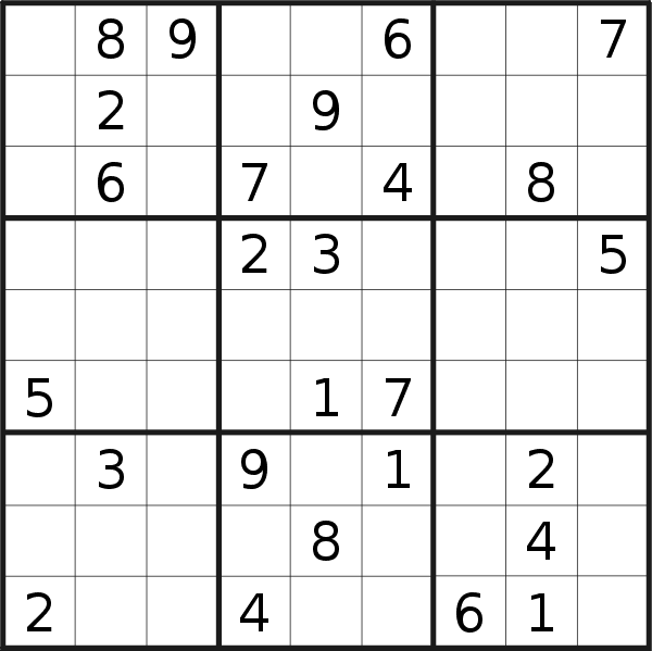 Sudoku puzzle for <br />Saturday, 10th of September 2022