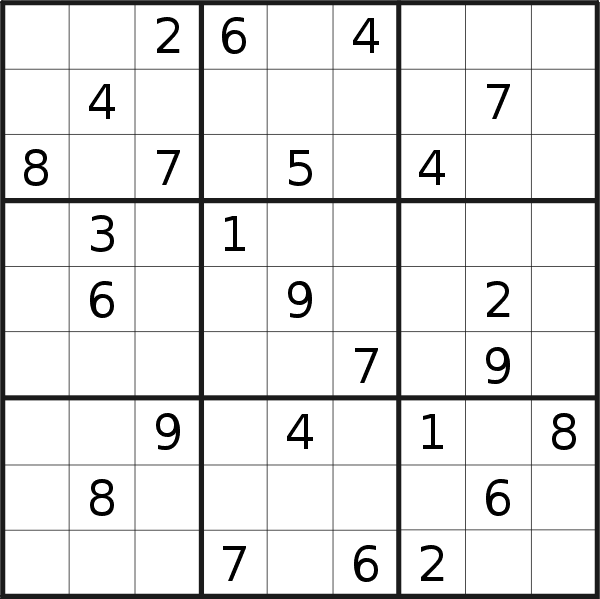 Sudoku puzzle for <br />Sunday, 18th of September 2022