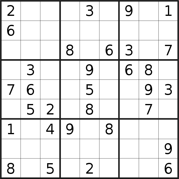 Sudoku puzzle for <br />Monday, 19th of September 2022