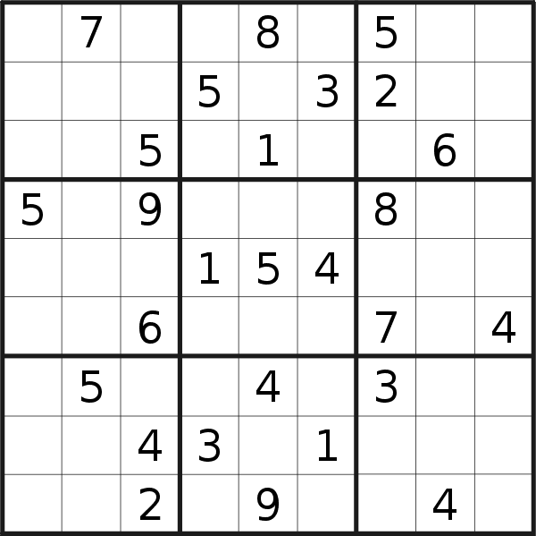 Sudoku puzzle for <br />Wednesday, 21st of September 2022
