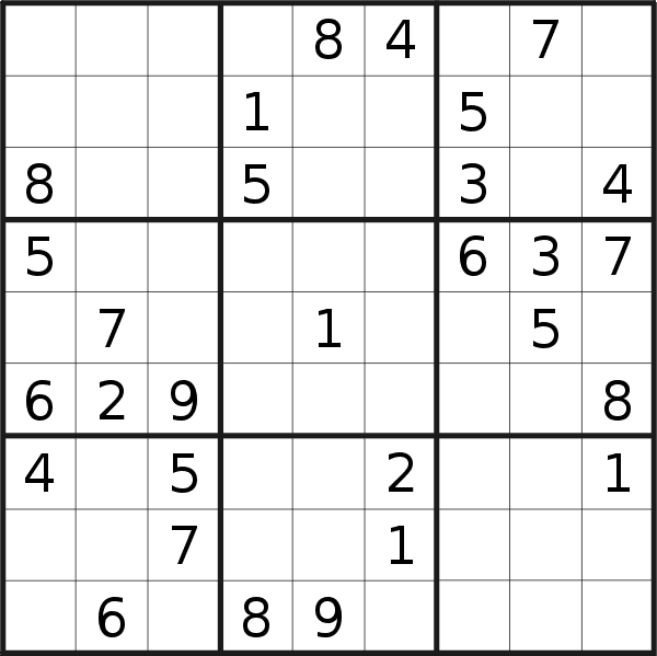 Sudoku puzzle for <br />Thursday, 22nd of September 2022