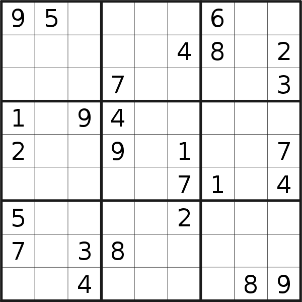 Sudoku puzzle for <br />Friday, 23rd of September 2022