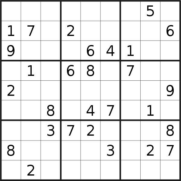 Sudoku puzzle for <br />Tuesday, 27th of September 2022