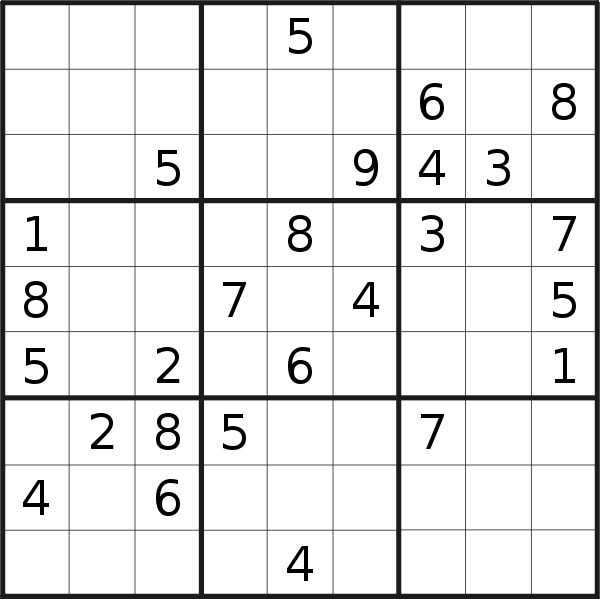 Sudoku puzzle for <br />Saturday, 1st of October 2022