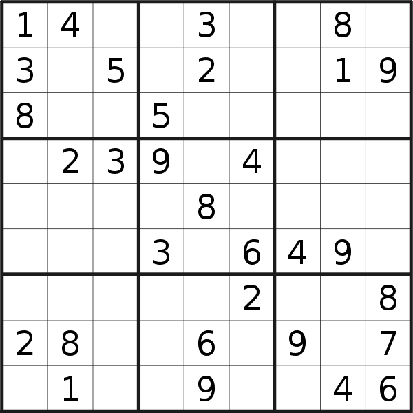 Sudoku puzzle for <br />Monday, 10th of October 2022