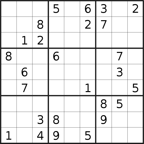 Sudoku puzzle for <br />Wednesday, 12th of October 2022