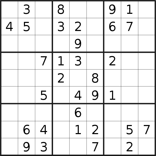 Sudoku puzzle for <br />Tuesday, 18th of October 2022