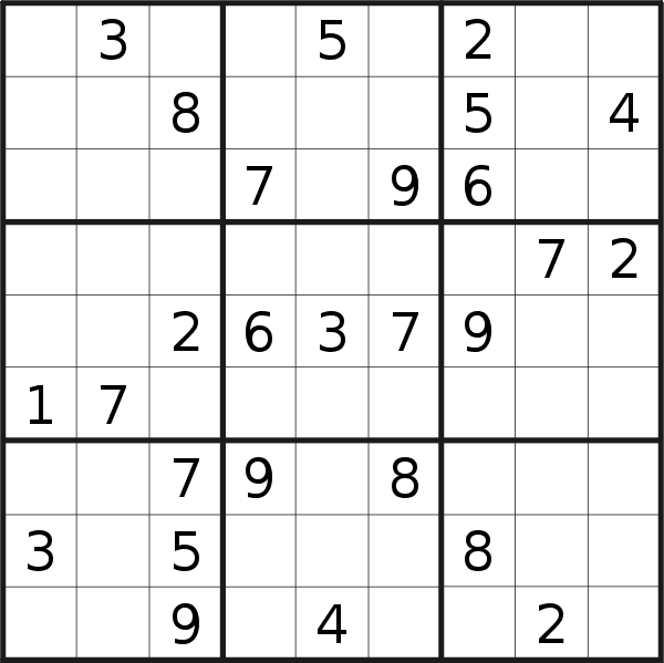 Sudoku puzzle for <br />Thursday, 20th of October 2022