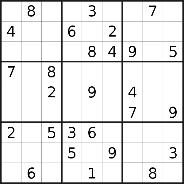 Sudoku puzzle for <br />Monday, 24th of October 2022