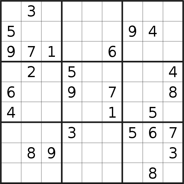Sudoku puzzle for <br />Sunday, 30th of October 2022