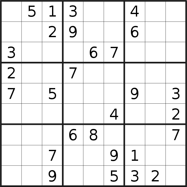Sudoku puzzle for <br />Monday, 31st of October 2022