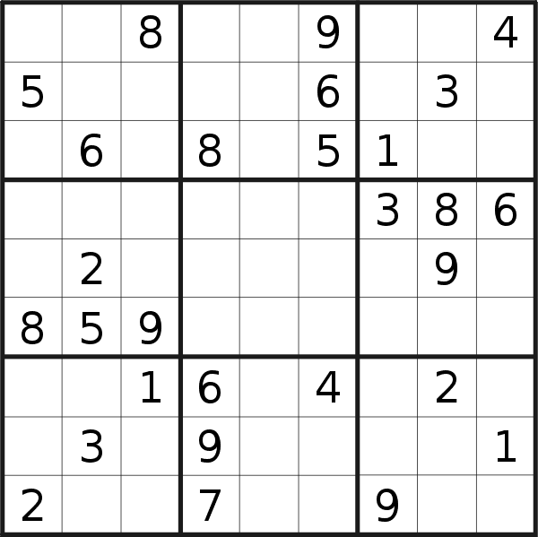 Sudoku puzzle for <br />Sunday, 20th of November 2022