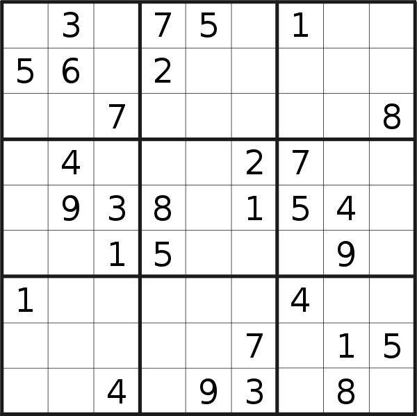 Sudoku puzzle for <br />Sunday, 1st of January 2023
