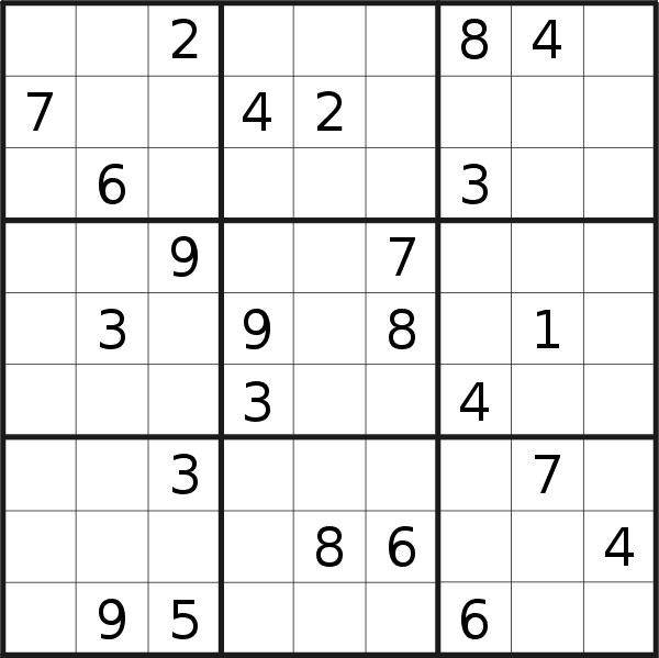 Sudoku puzzle for <br />Monday, 2nd of January 2023