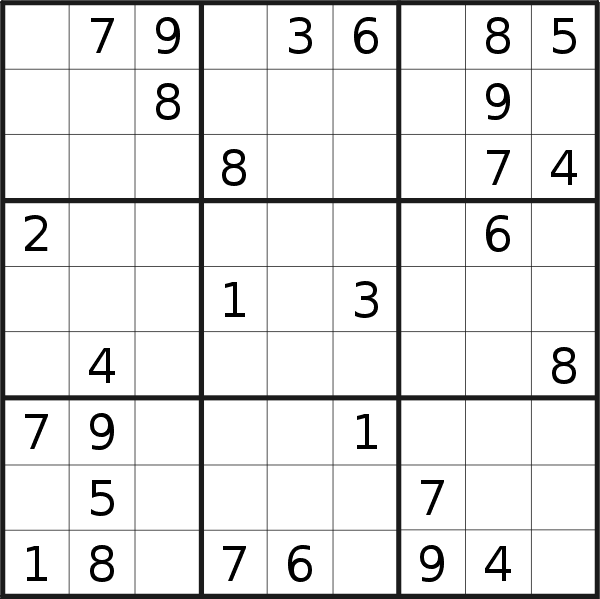 Sudoku puzzle for <br />Saturday, 7th of January 2023