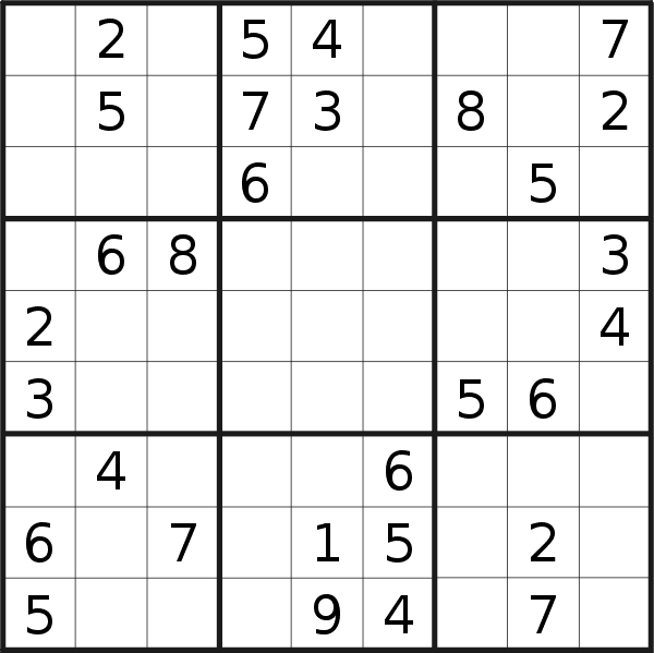 Sudoku puzzle for <br />Monday, 9th of January 2023