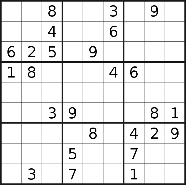 Sudoku puzzle for <br />Tuesday, 10th of January 2023