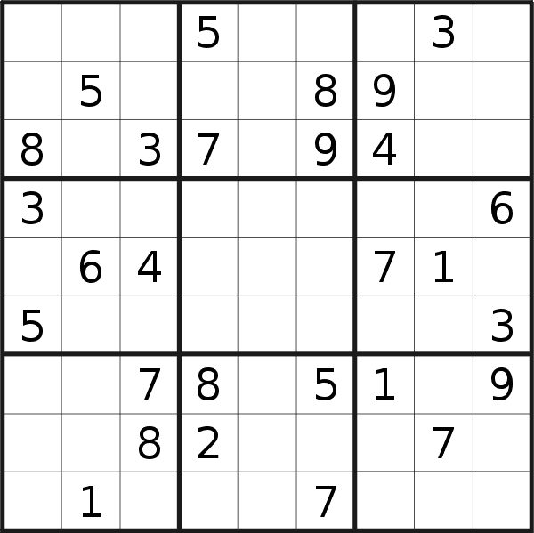 Sudoku puzzle for <br />Sunday, 15th of January 2023