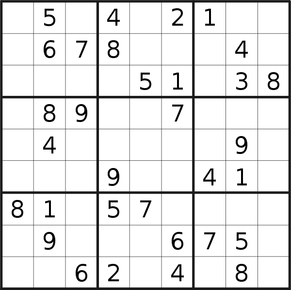 Sudoku puzzle for <br />Saturday, 21st of January 2023