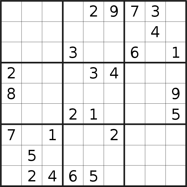 Sudoku puzzle for <br />Monday, 23rd of January 2023
