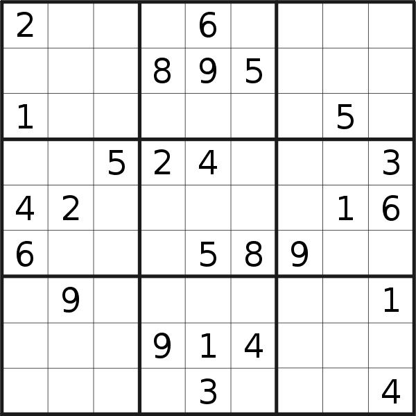 Sudoku puzzle for <br />Thursday, 26th of January 2023