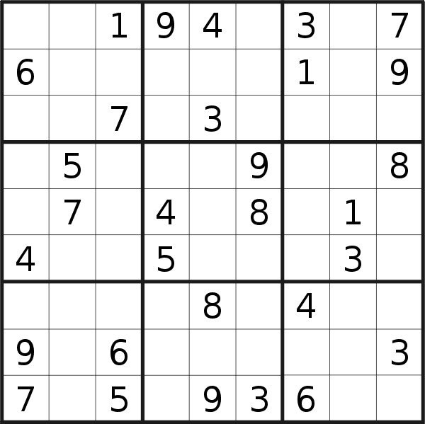 Sudoku puzzle for <br />Saturday, 28th of January 2023